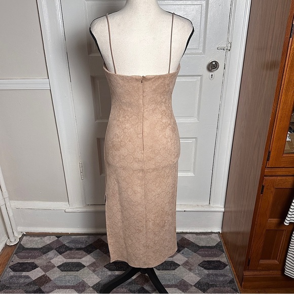 4SI3NNA Bodycon Dress Sz S Neutral Muted Snakeskin Print Slit Stretch - Picture 14 of 16